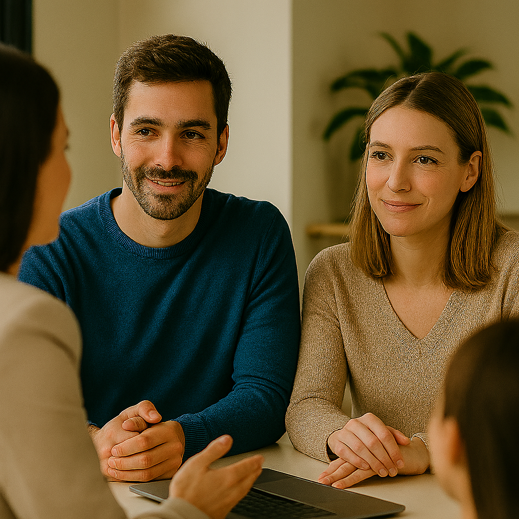 REiCO Vollzeit Partner im Gespräch über berufliche Orientierung – ideal für Menschen, die neu starten möchten.