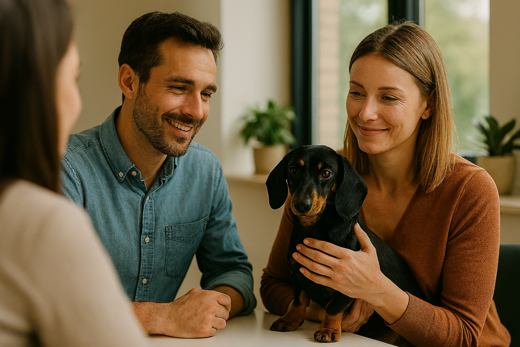 REiCO Vollzeit Partner berät empathisch mit Hund – Vertrauen, Nähe und echte Wirkung im Alltag.